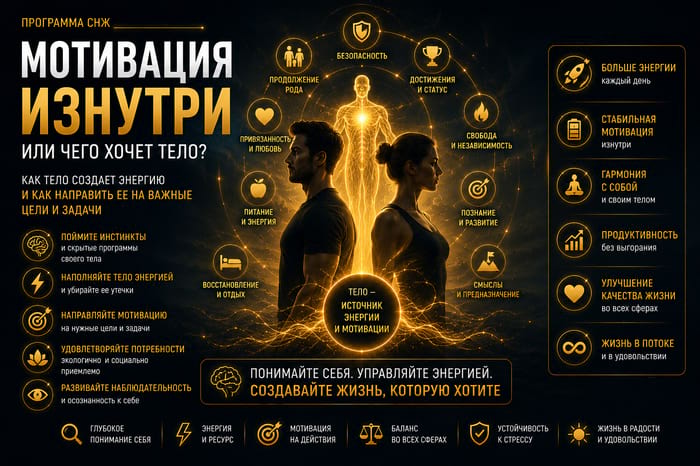 Мотивация изнутри или чего хочет тело? Как получать энергию инстинктов