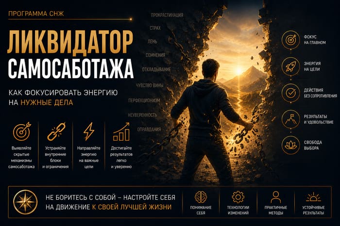 Ликвидатор самосаботажа - как фокусировать энергию на нужные дела